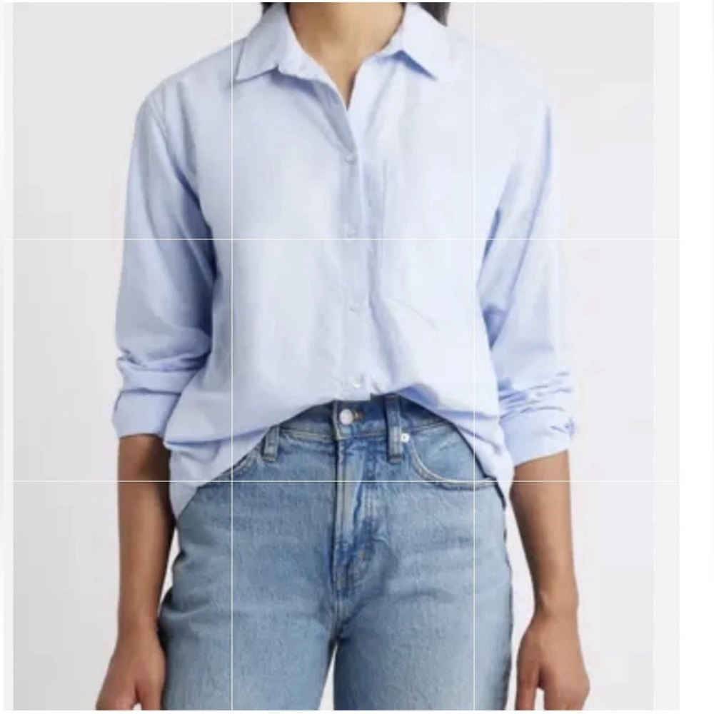 Beachlunchlounge Blue Cammi Cotton Button Up Shirt Sz XS NWT